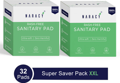 naracy Soft XXL Pad, Extra Soft and Cotton | Rash Free | COMBO Sanitary Pad(Pack of 32)