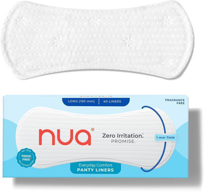 Nua Super Thin (190mm) || Rash-Free & Toxin-Free || Soft Comfortable Top Layer Pantyliner(Pack of 40)