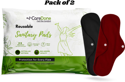 CareDone Reusable Washable Sanitary Cloth Pads Napkins Eco-Friendly Anti-Leak Protection Sanitary Pad(Pack of 2)