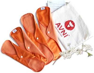 Avni Fluff Basic Washable,Reusable& Antimicrobial,Day(XL)+Night(XXL),Cloth Sanitary Pad(Pack of 4)