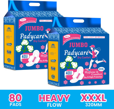 Padycare Cotton soft Extra-large Night use heavy-flow Sanitary Pad(Pack of 80)