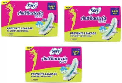 SOFY AntiBacteria Super XL+15+15+15 ultra slim ( pack of 3 ) Sanitary Pad(Pack of 3)