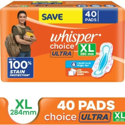 Whisper Choice ultra sanitary pad for women xl 40 Sanitary Pad(Pack of 40)