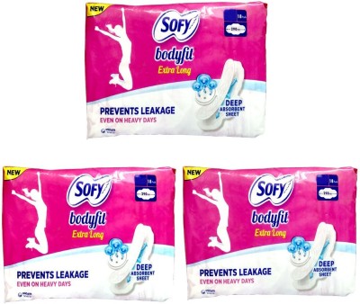 SOFY Bodyfit Extra Long ( 18 pads X 3 Packs) Sanitary Pad(Pack of 3)