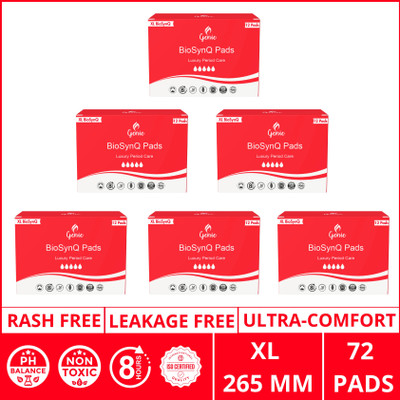Genie Pads Genie BioSynQ XL Pads Pack of 72 Sanitary Pad(Pack of 72)