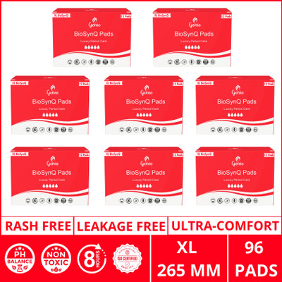 Genie Pads Genie BioSynQ XL Pads Pack of 96 Sanitary Pad(Pack of 96)