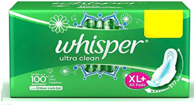 Whisper ULTRA CLEAN XL+30 GREEN PAK OF 1 Sanitary Pad(Pack of 30)