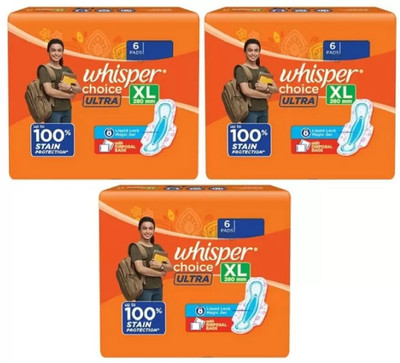 Whisper Choice ULTRA XL 280 mm - 6+6+6 Pcs Sanitary Pad(Pack of 3)
