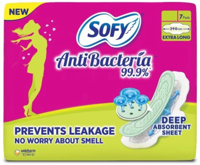 SOFY Antibecteria Extra Long 290 mm XL - ( 7 pads ) Sanitary Pad(Pack of 7)