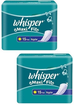 Whisper Maxi Fit Regular 15x2 Pcs with Disposable Wrapper Sanitary Pad(Pack of 2)