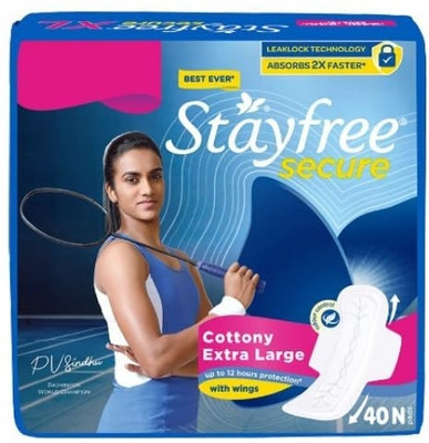 STAYFREE Secure Cottony Extra Large with Wings - 40 Pcs Sanitary Pad