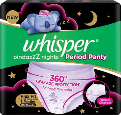 Whisper Bindazzz Nights Period Panties Sanitary Pad (Pack of 6) Sanitary Pad (Pack of 6)