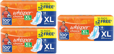 Whisper choice XL 280 mm - 18x3 Pcs Sanitary Pad(Pack of 3)