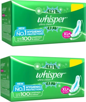 Whisper Ultra Clean no1 hygienic protection XL+(30+30) Sanitary Pad(Pack of 60)