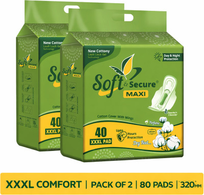 soft & secure JUMBO COTTONY MAXI PAD COMBO OF 2 PACK Sanitary Pad(Pack of 80)