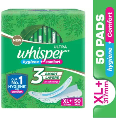 Whisper Ultra Clean XL+ Plus Sanitary Pad Sanitary Pad (Pack of 50) Sanitary Pad(Pack of 50)