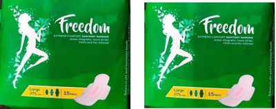 Sagu Freedom Sanitary Napkins | Large 275mm | 15 Pads | Comfort & Odour Control Sanitary Pad(Pack of 15)