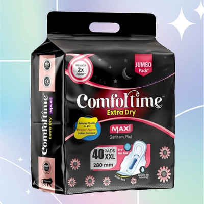 MISS N MOMS Comfortime Maxi Pads – XXL 40 Count, 280mm, Quick Absorb, Extra Dry Sanitary Pad(Pack of 40)