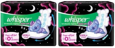 Whisper bindazZZ nights Koala Soft XXXL+ 425 mm - 4x2 Pcs Sanitary Pad(Pack of 2)