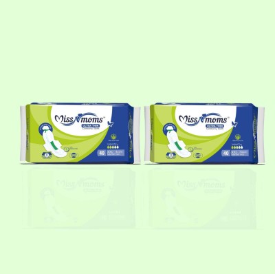 MISS N MOMS ULTRA THIN COTTONY SOFT, 8-LAYER PROTECTION (80 UNITS) Sanitary Pad(Pack of 80)