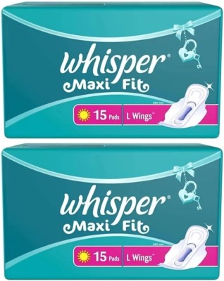 Whisper Maxi Fit L Wings Sanitary Pads Large, 15+15 Napkins Sanitary Pad(Pack of 30)