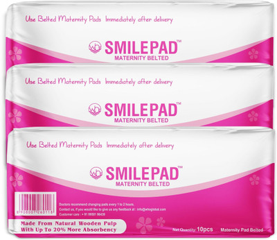 SMILEPAD Maxi Maternity Pad After Delivery with Belt | Ultra Soft 580mm, Pregnancy Sanitary Pad(Pack of 30)