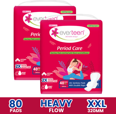 everteen Period Care XXL Soft with Neem-Safflower - (40 Pads Each) Sanitary Pad(Pack of 2)