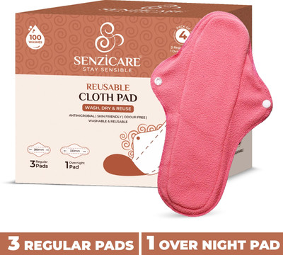 Senzicare Reusable Sanitary Cloth Pads for Women (3 Regular Pads+1 Overnight Pad)Washable Sanitary Pad(Pack of 4) Senzicare Reusable Sanitary Cloth Pads for Women (3 Regular Pads+1 Overnight Pad)Washable Sanitary Pad(Pack of 4)