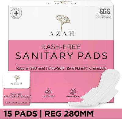 AZAH Rash-Free Napkins Reg for Medium Flow|Leak Proof & Cottony Soft|Disposal Bags Sanitary Pad(Pack of 15)