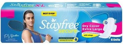 STAYFREE secure Dry Cover Extra Large XL 274 mm - 6 Pcs Sanitary Pad
