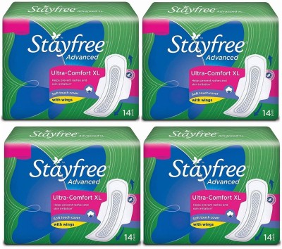 STAYFREE Advanced Ultra-Comfort XL 315 mm - 14x4 Pcs Sanitary Pad(Pack of 4)