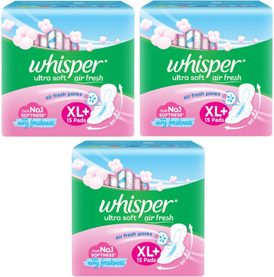Whisper ultra soft air fresh XL+ 317 mm - 15x3 Pcs Sanitary Pad(Pack of 3)