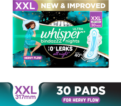 Whisper Bindazzz Nights XL Plus Wings Sanitary Pad(Pack of 27)
