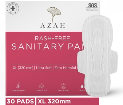 AZAH Rash-Free Clinically Tested | Super Saver Pack | Heavy & Overnight Flow Size-XL Sanitary Pad(Pack of 30)