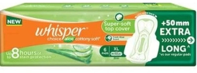 Whisper Choice Alove Cottony soft XL 280 mm - 6 Wings Sanitary Pad(Pack of 6)