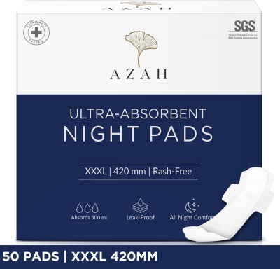AZAH XXXL Night Pads For Heavy Flow | Overnight Leak Protection and Rash Free | Sanitary Pad(Pack of 50)