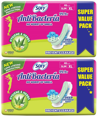 SOFY Anti Bacteria Extra Large XL 290mm - 48x2 Pcs Sanitary Pad(Pack of 2)