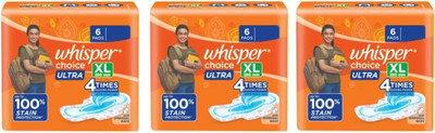 Whisper Choice Ultra XL 280mm - 6+6+6 Pads Sanitary Pad(Pack of 3)
