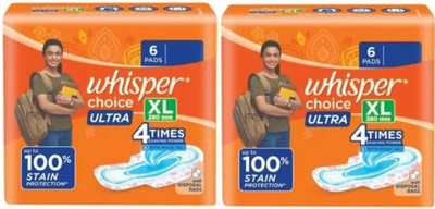 Whisper Choice ULTRA XL 280 mm - 6+6 Pcs Sanitary Pad(Pack of 2)