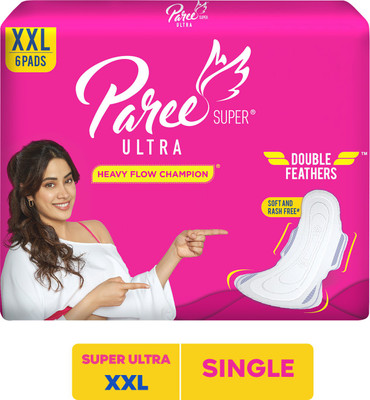 Paree Super Ultra Soft Feel Double Feathers XXL Tri-Fold Pads, With Disposable Covers Sanitary Pad(Pack of 6)