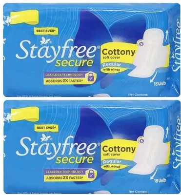 STAYFREE secure Cottony Regular Wings - 18x2 Sanitary Pad(Pack of 2)