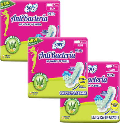 SOFY ANTIBACTERIA EXTRA LONG XL7 +7+7 Sanitary Pad(Pack of 3)