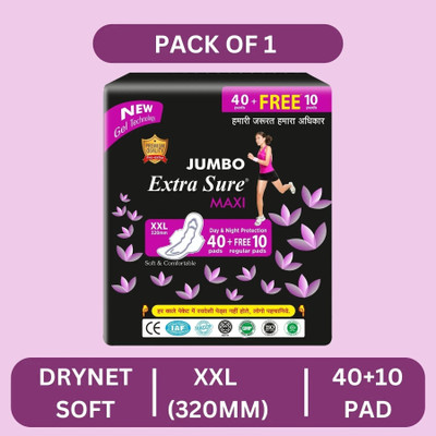 Extra Sure Jumbo Maxi Day & Night XXL | Soft & Comfortable Sanitary Pad(Pack of 50)
