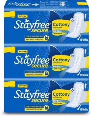 STAYFREE secure cottony regular, 18x3 napkins Sanitary Pad(Pack of 54)