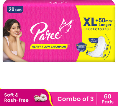 Paree Soft & Rash Free Double Feathers XL Sanitary Pads,With 3 Seconds Absorption Sanitary Pad(Pack of 60)