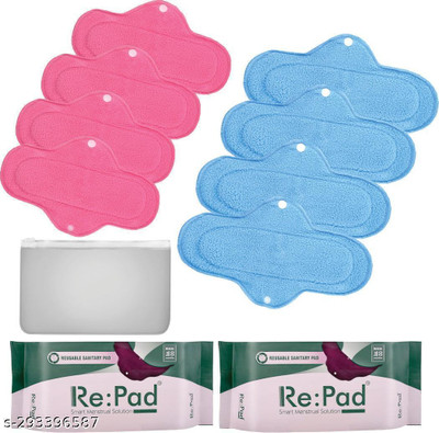 Re:pad Reusable Pad-4 Maxi + 4 Super Sanitary Pad(Pack of 8)
