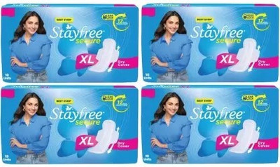 STAYFREE secure Dry Cover XL 274 mm - 18x4 Pcs Sanitary Pad Sanitary Pad(Pack of 4)
