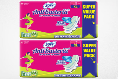SOFY Antibacteria Slim XL 48 Pads Sanitary Pad(Pack of 48)