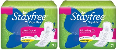 STAYFREE Dry-Max Ultra-Dry XL with Wings - 7x2 Pcs Sanitary Pad(Pack of 2)