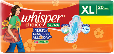 Whisper Choice Ultra XL, 20 XL Pads, for heavy flow Sanitary Pad(Pack of 20)